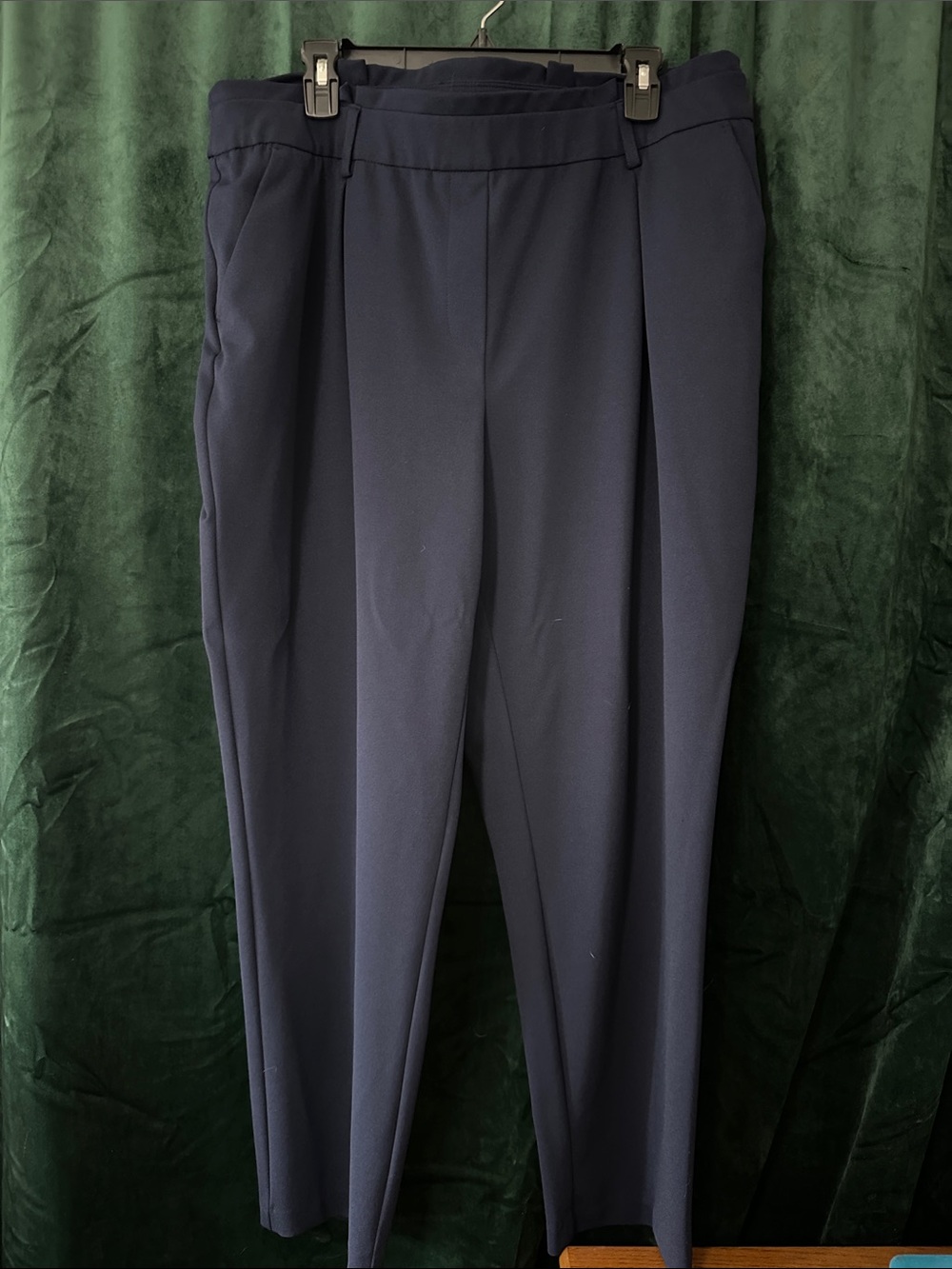Navy Dress Pants - Classic Pleated Trousers